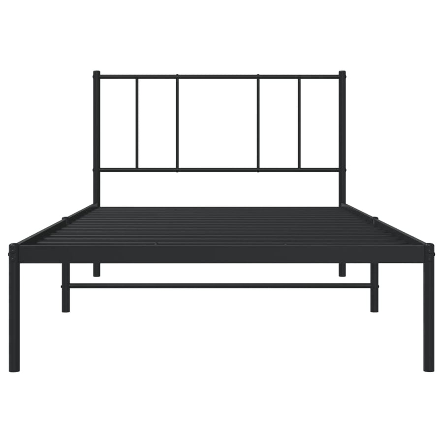 Bedframe Metaal 90 x 190 cm Zwart met hoofdbord