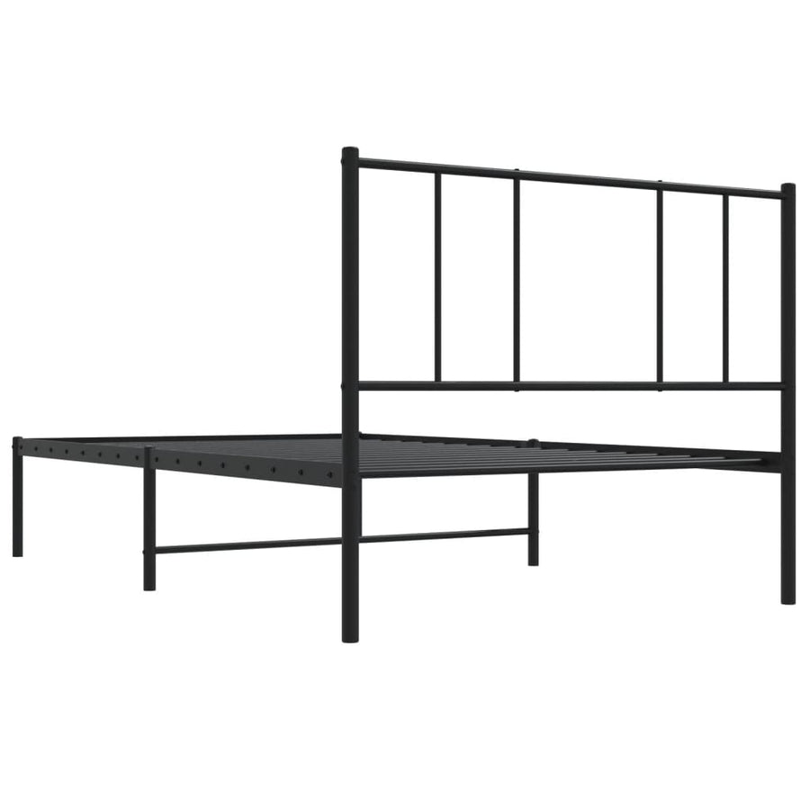 Bedframe Metaal 90 x 190 cm Zwart met hoofdbord