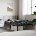 Bed frame with headboard metal black 90x190 cm