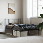 Bed frame with headboard metal black 90x190 cm