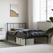 Bedframe Metaal 90 x 190 cm Zwart met hoofdbord
