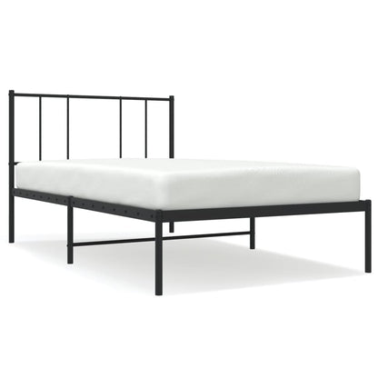 Bedframe Metaal 90 x 200 cm Zwart met hoofdbord