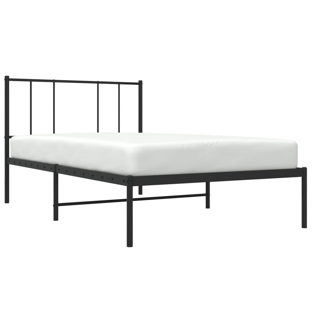Bedframe Metaal 90 x 200 cm Zwart met hoofdbord