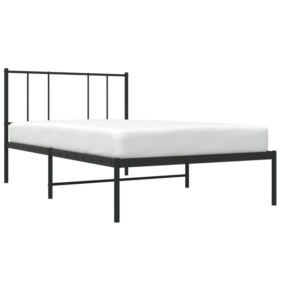 Bedframe Metaal 90 x 200 cm Zwart met hoofdbord