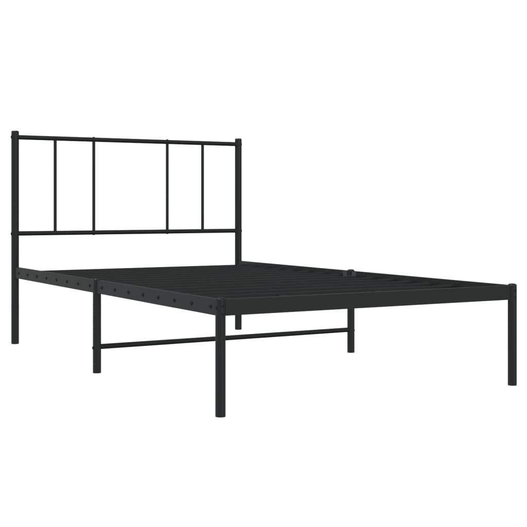 Bedframe Metaal 90 x 200 cm Zwart met hoofdbord