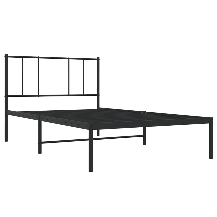 Bedframe Metaal 90 x 200 cm Zwart met hoofdbord