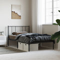 Metal bed frame with headboard black 90x200 cm