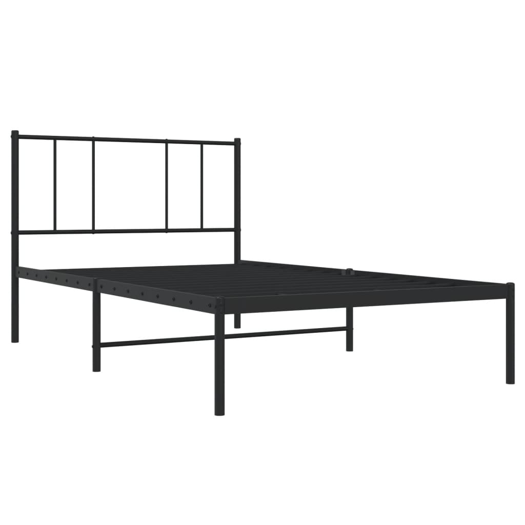 Bedframe Metaal 100 x 190 cm Zwart met hoofdbord