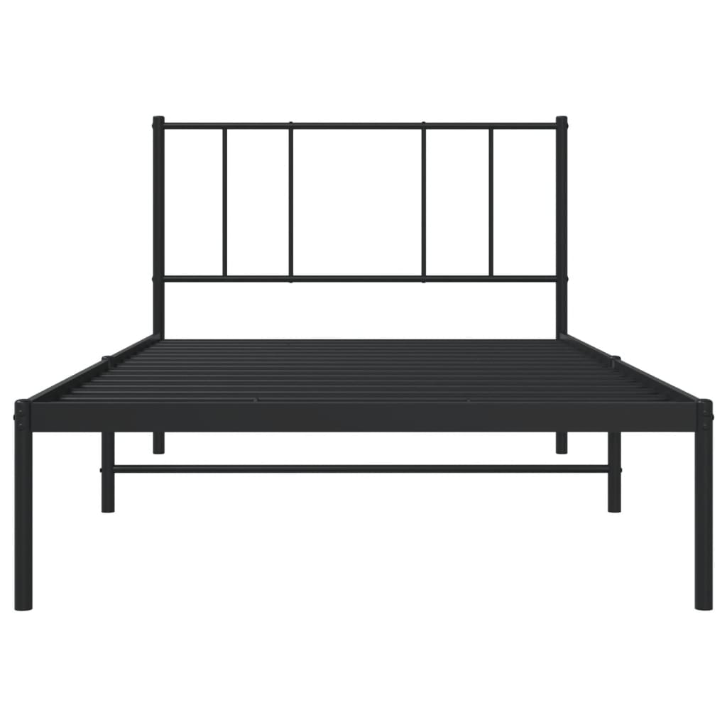 Bedframe Metaal 100 x 190 cm Zwart met hoofdbord