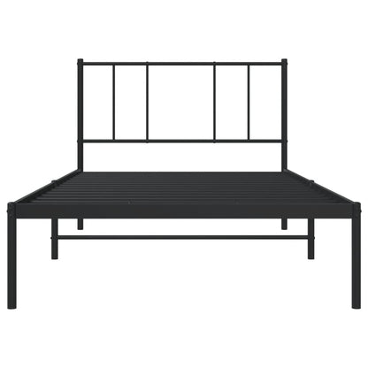 Bedframe Metaal 100 x 190 cm Zwart met hoofdbord