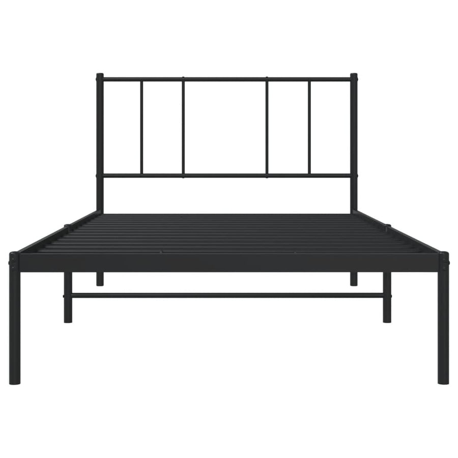 Bedframe Metaal 100 x 190 cm Zwart met hoofdbord