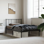 Bedframe Metaal 100 x 190 cm Zwart met hoofdbord