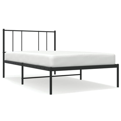 Bedframe Metaal 100 x 200 cm Zwart met hoofdbord