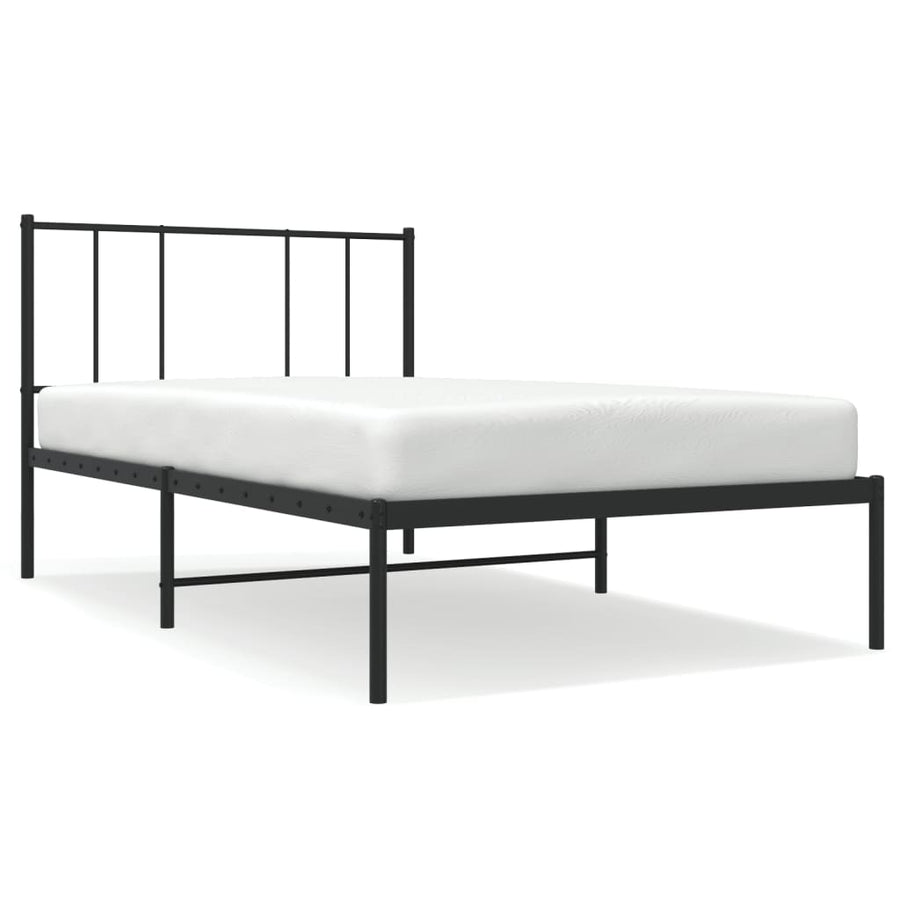 Bedframe Metaal 100 x 200 cm Zwart met hoofdbord