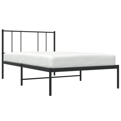 Bedframe Metaal 100 x 200 cm Zwart met hoofdbord