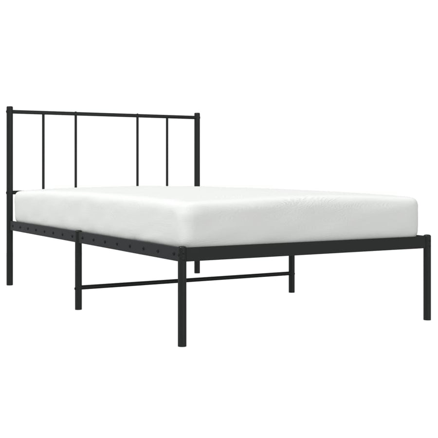 Bedframe Metaal 100 x 200 cm Zwart met hoofdbord