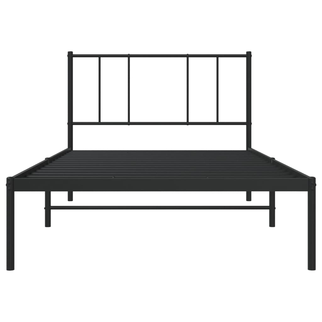 Bedframe Metaal 100 x 200 cm Zwart met hoofdbord