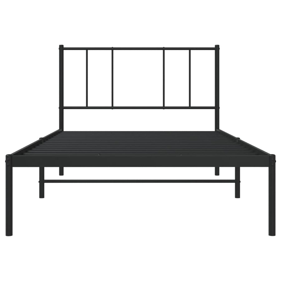 Bedframe Metaal 100 x 200 cm Zwart met hoofdbord