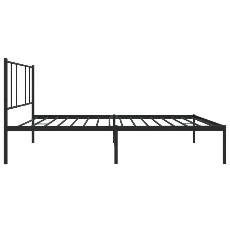 Bedframe Metaal 100 x 200 cm Zwart met hoofdbord