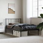 Bedframe Metaal 100 x 200 cm Zwart met hoofdbord