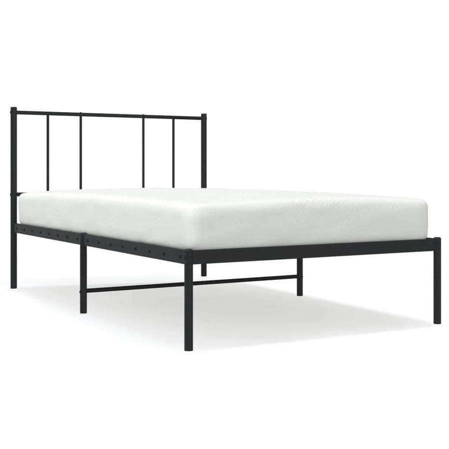 Bedframe Metaal 107 x 203 cm Zwart met hoofdbord