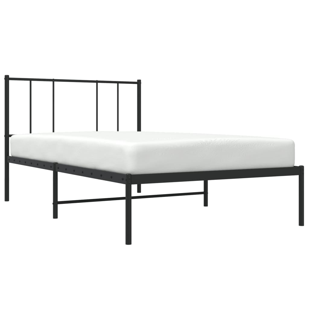 Bedframe Metaal 107 x 203 cm Zwart met hoofdbord