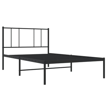 Bedframe Metaal 107 x 203 cm Zwart met hoofdbord