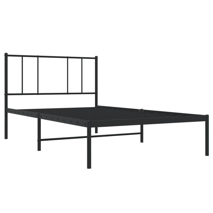 Bedframe Metaal 107 x 203 cm Zwart met hoofdbord
