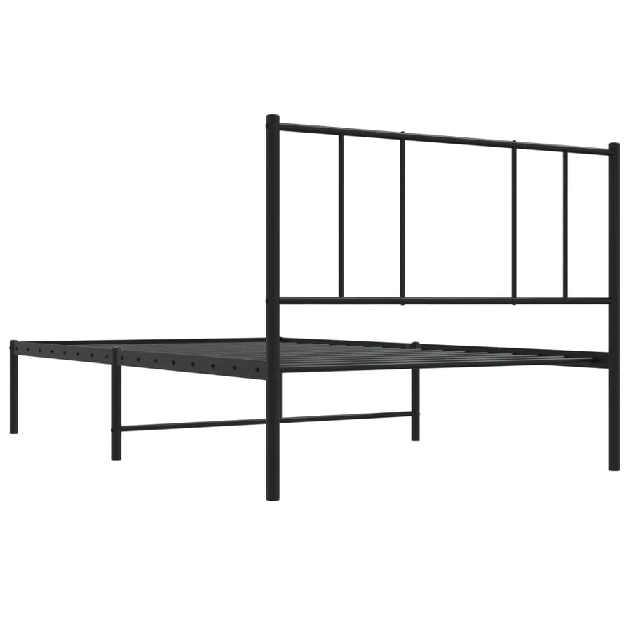 Bedframe Metaal 107 x 203 cm Zwart met hoofdbord