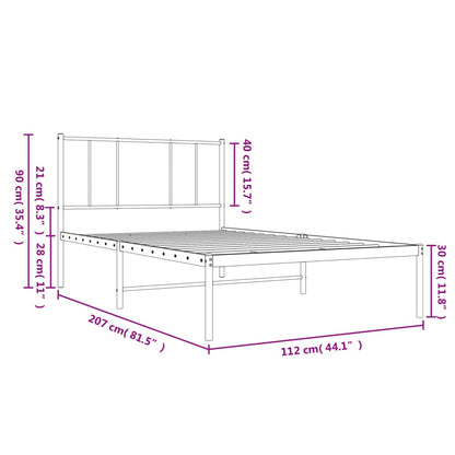 Bedframe Metaal 107 x 203 cm Zwart met hoofdbord