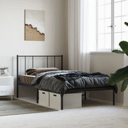 Bedframe metaal zwart 107x203 cm met hoofdbord