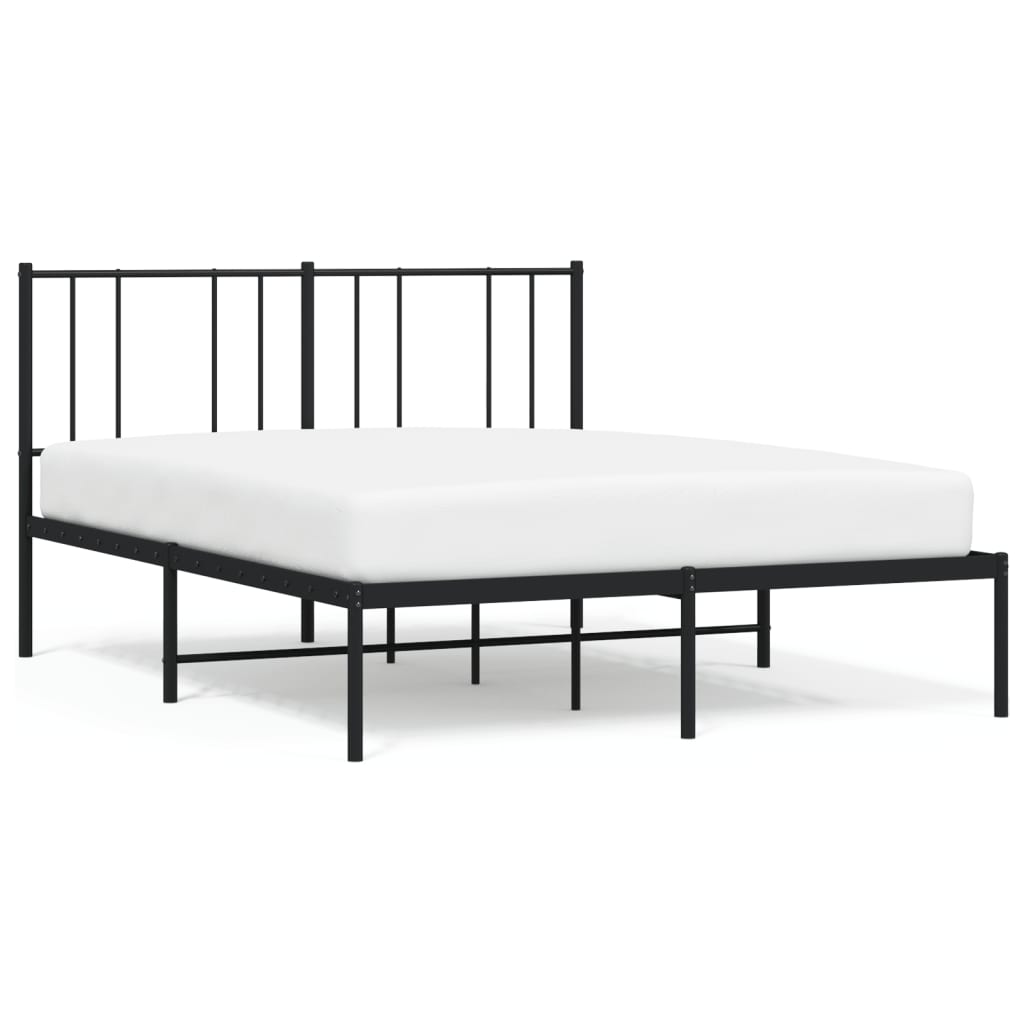 Bedframe Metaal 120 x 190 cm Zwart met hoofdbord