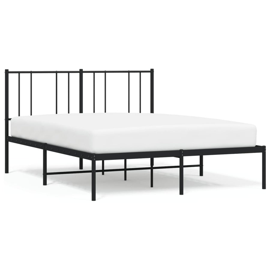 Bedframe Metaal 120 x 190 cm Zwart met hoofdbord