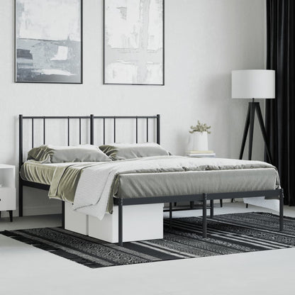 Bedframe Metaal 120 x 190 cm Zwart met hoofdbord