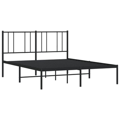 Bedframe Metaal 120 x 190 cm Zwart met hoofdbord