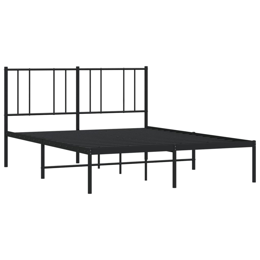 Bedframe Metaal 120 x 190 cm Zwart met hoofdbord
