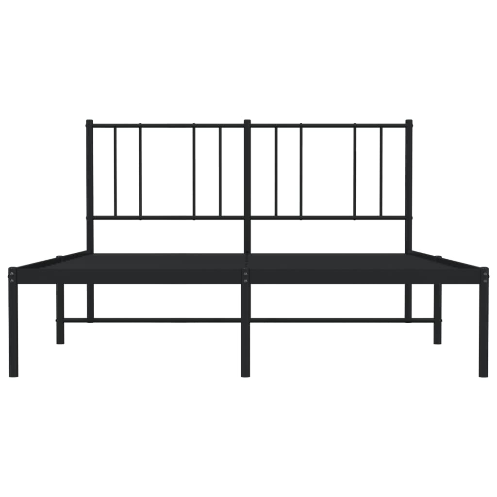 Bedframe Metaal 120 x 190 cm Zwart met hoofdbord