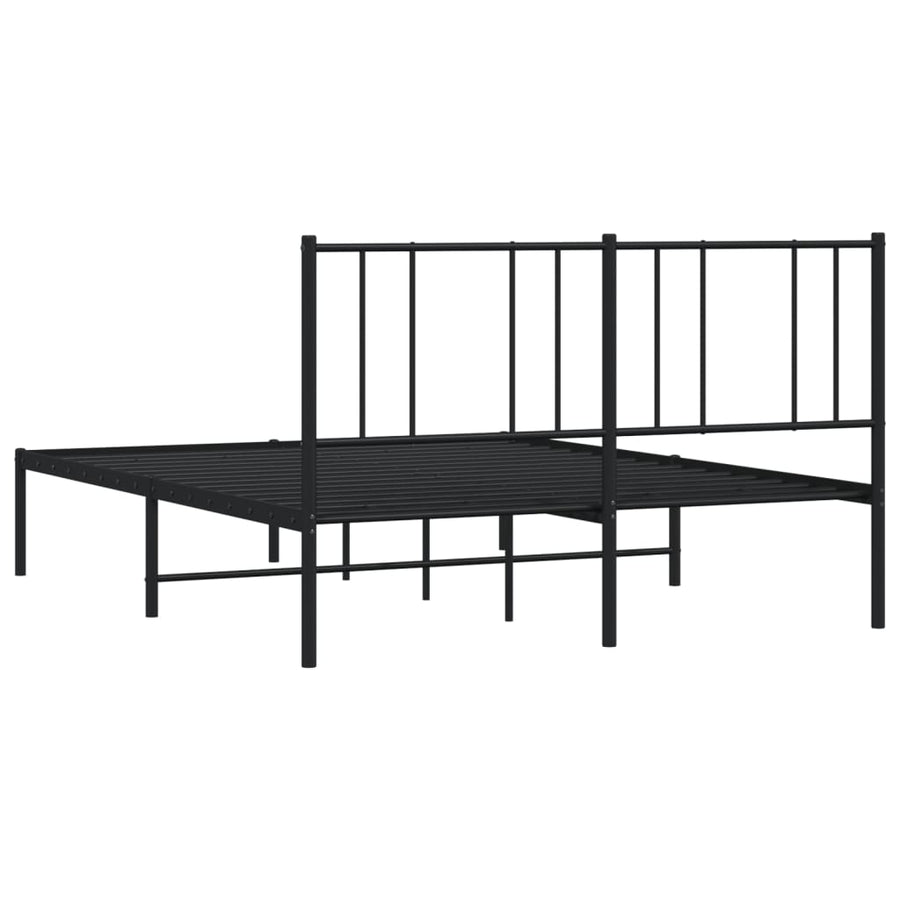 Bedframe Metaal 120 x 190 cm Zwart met hoofdbord