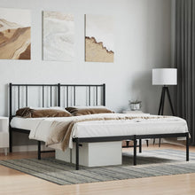 Bedframe Metaal 120 x 190 cm Zwart met hoofdbord