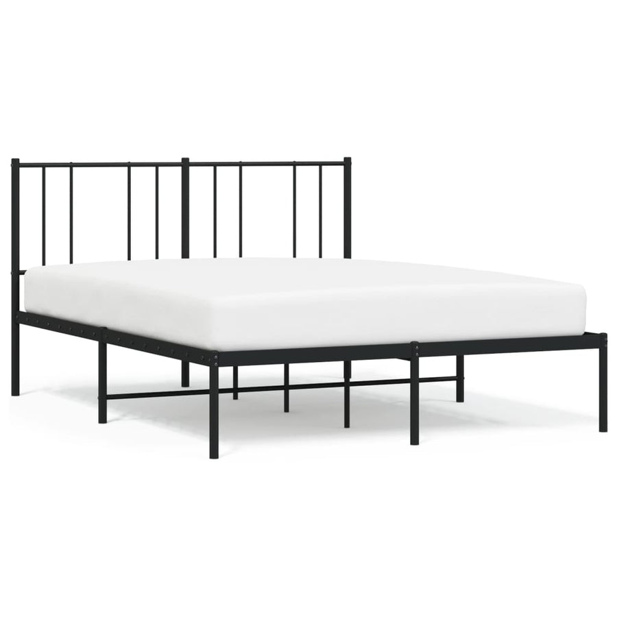 Bedframe Metaal 120 x 200 cm Zwart met hoofdbord