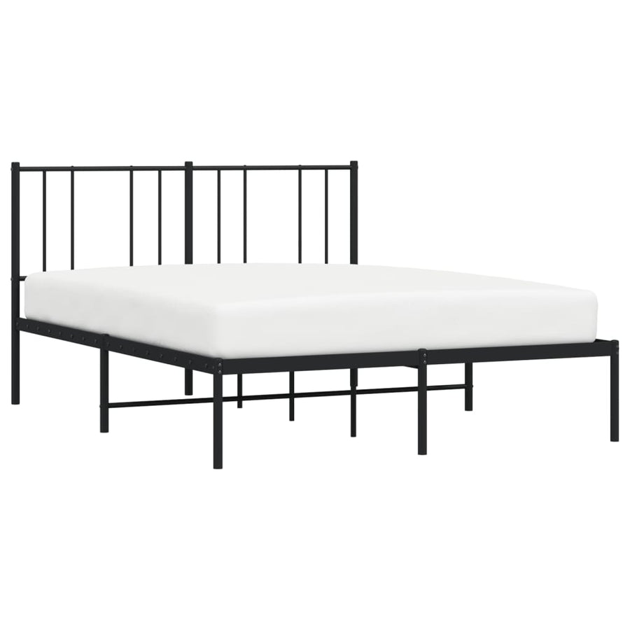 Bedframe Metaal 120 x 200 cm Zwart met hoofdbord