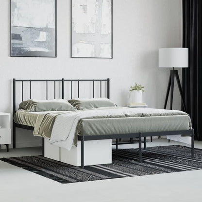Bedframe Metaal 120 x 200 cm Zwart met hoofdbord