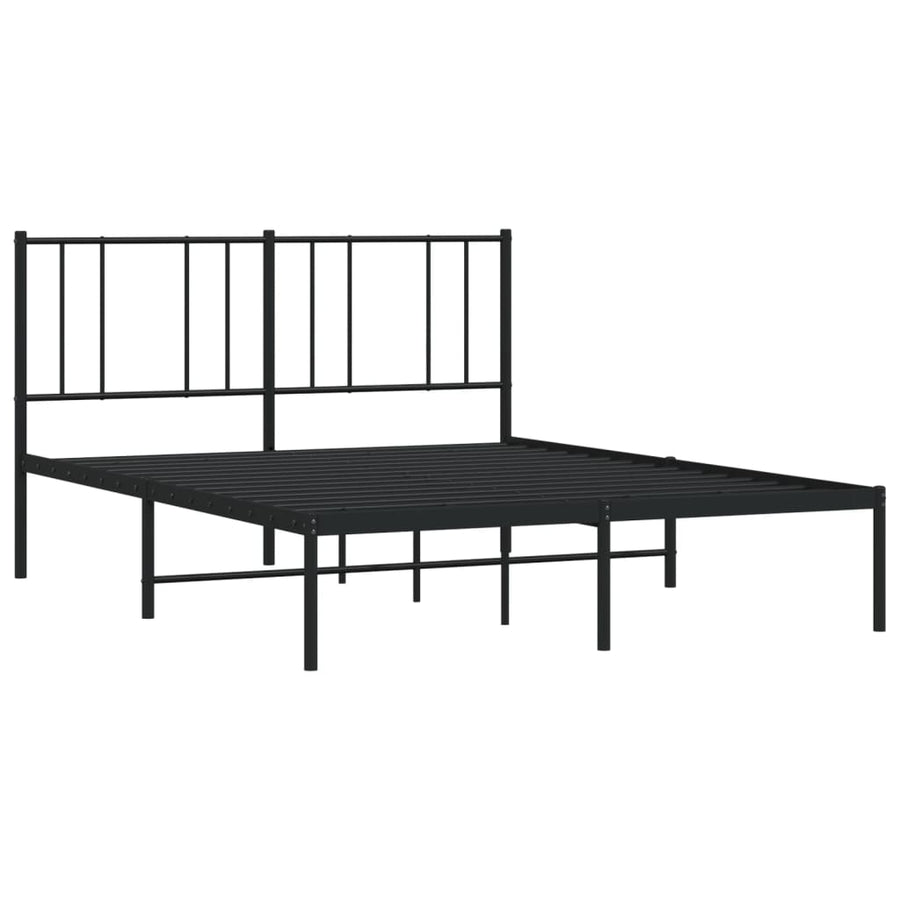 Bedframe Metaal 120 x 200 cm Zwart met hoofdbord