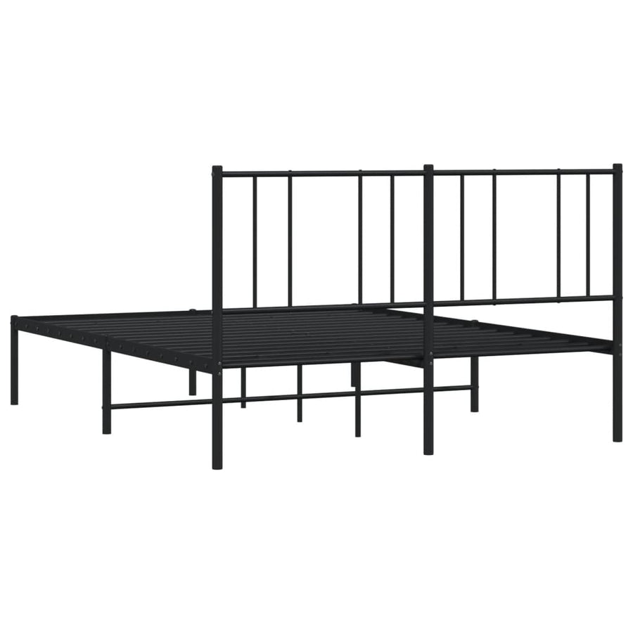 Bedframe Metaal 120 x 200 cm Zwart met hoofdbord