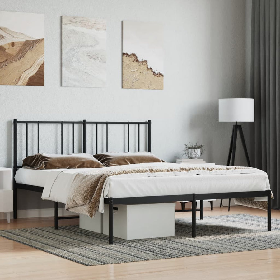 Bedframe Metaal 120 x 200 cm Zwart met hoofdbord
