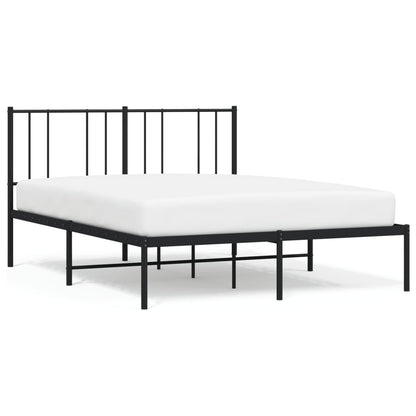 Bedframe Metaal 135 x 190 cm Zwart met hoofdbord