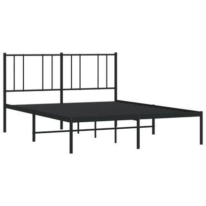 Bedframe Metaal 135 x 190 cm Zwart met hoofdbord