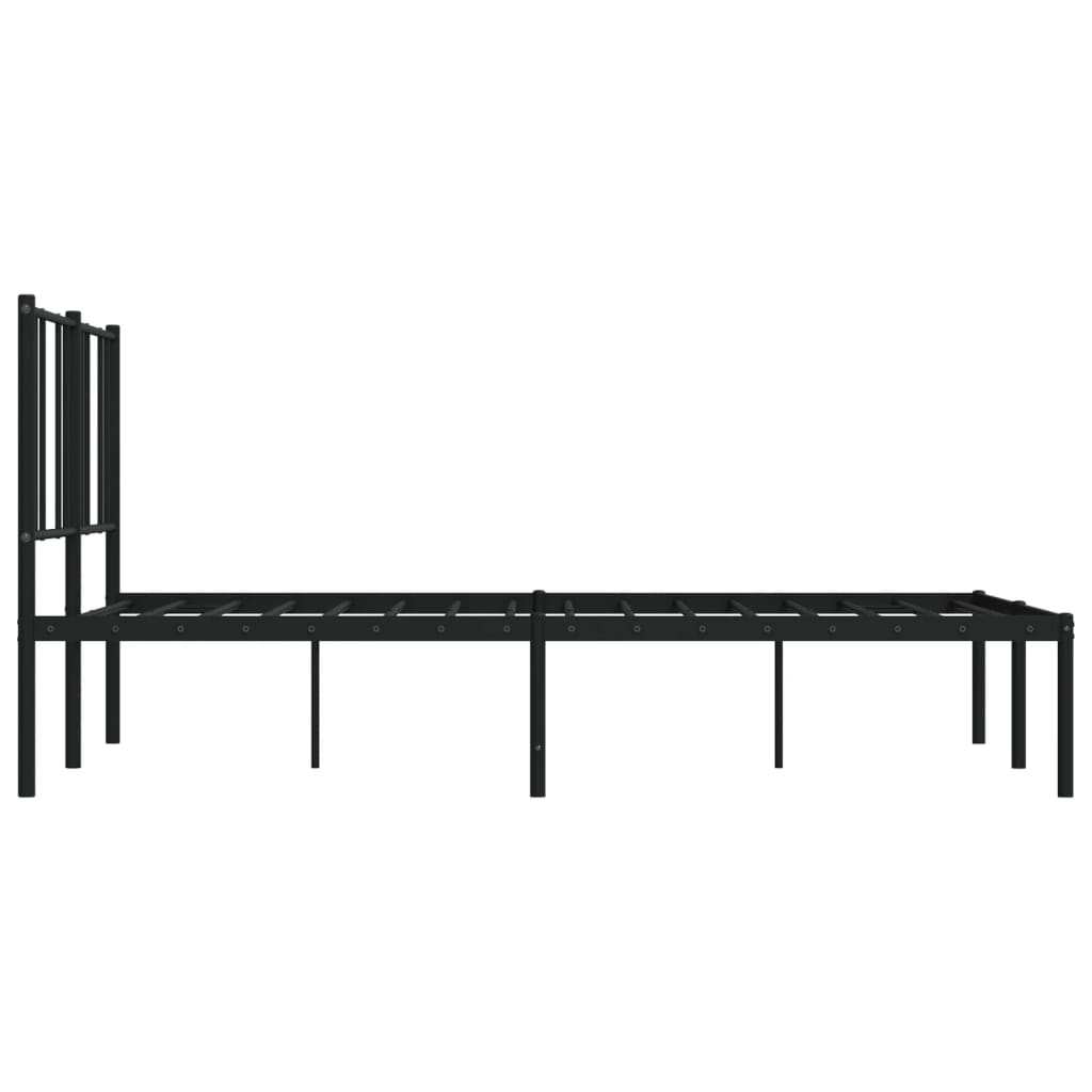 Bedframe Metaal 135 x 190 cm Zwart met hoofdbord