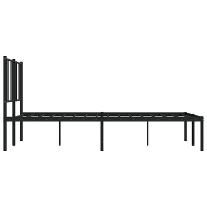 Bedframe Metaal 135 x 190 cm Zwart met hoofdbord
