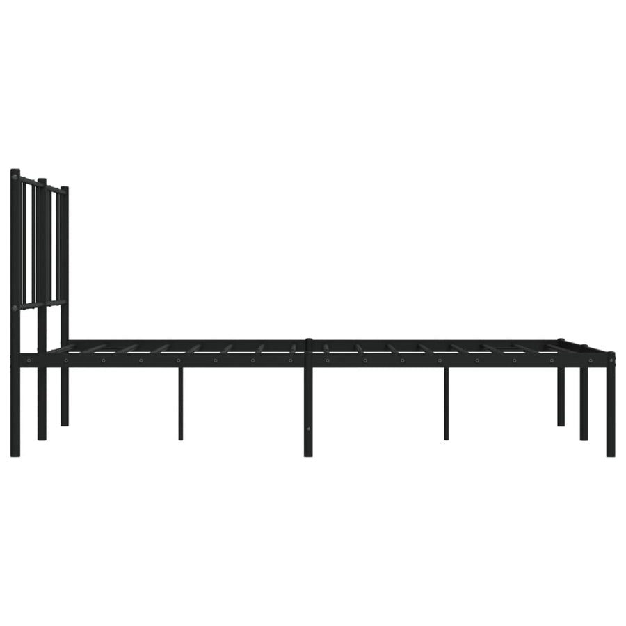 Bedframe Metaal 135 x 190 cm Zwart met hoofdbord